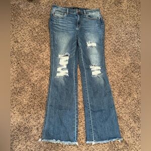 Judy Blue Distressed Flare Jeans - Blue